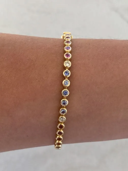 A bezel line bracelet, colour after colour